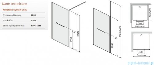Sanplast Altus PI/ALTIIa kabina walk-in 120x210 cm przejrzyste 600-121-2561-42-401
