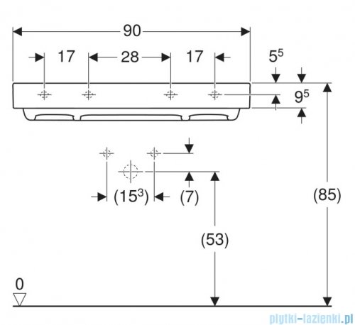 Geberit One CleanDrain Umywalka prostokątna z otworem na baterię 90x48cm KeraTect 505.038.00.1
