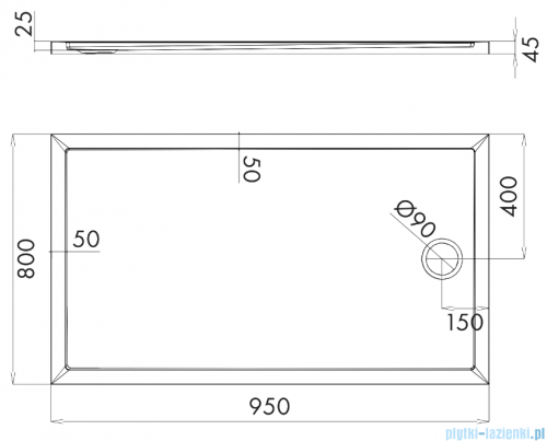 Schedpol Schedline Sharper brodzik prostokątny 80x95x4,5cm 3S.S2P-8095