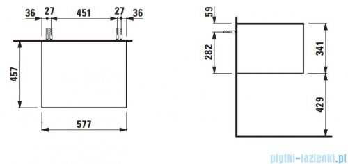 Laufen SONAR szafka pod umywalkę 57x45 cm Tytanowy lakierowany/Czarna Marquina H4054000341421