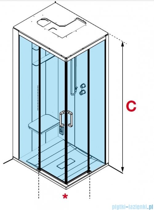 Novellini Skill 2A kabina masażowo- parowa lewa jasno szara 100x80 SKIA109SM5-1AN1