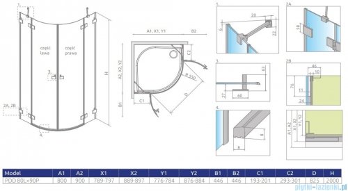 Radaway Essenza Pro Pdd kabina 80x90cm przejrzyste 10095080-01-01L/10095090-01-01R