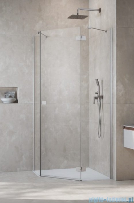 Radaway Essenza Ptj Brushed Nickel kabina pięciokątna 100x90cm prawa szczotkowany nikiel 1385010-91-01R/1385057-01-01