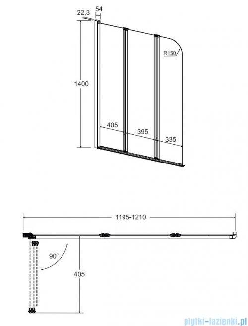 Besco Prime 3 parawan nawannowy 3-częściowy 120x140cm PNP-3S