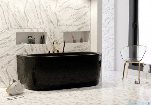 Besco Volya / Vista black wanna 170x75cm wolnostojąca przyścienna czarna z syfonem #WKV-170-WSCZARNA