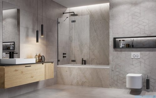 Radaway Essenza Pro Brushed GunMetal Pnd II parawan nawannowy 130cm lewy szczotkowany grafit 10102130-92-01L