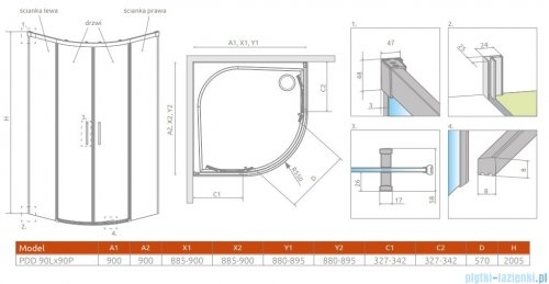Radaway Idea Pdd kabina 90x90cm szkło przejrzyste 387139-01-01/387140-01-01