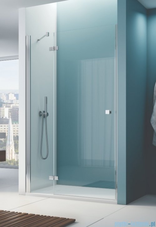 Ronal ANNEA AN13 Drzwi jednoczęściowe ze ścianką stałą w linii 90x200cm lewe srebrny połysk AN13G09005007