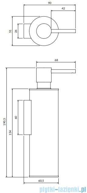 Omnires Modern Project dozownik mydła w płynie wiszący antracyt MP60721AT 