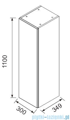 rysunek techniczny Oristo Opal szafka wysoka boczna 30x110x35cm biały połysk OR30-SB1D-30-1