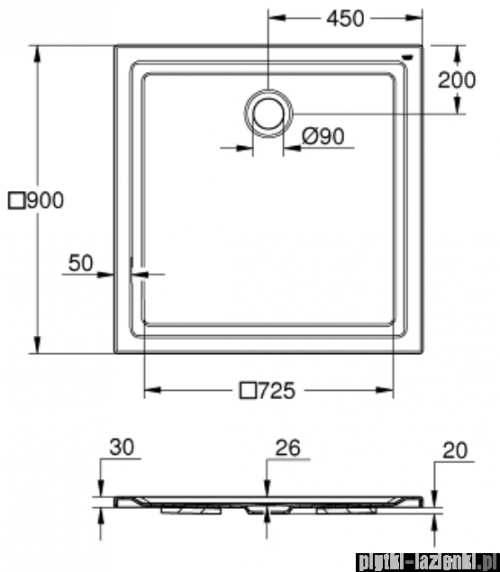 Grohe brodzik prysznicowy z akrylu 100x100 cm 39300000