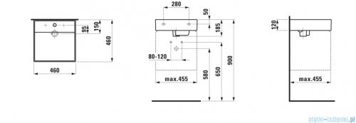 Laufen Kartell umywalka ścienna z ukrytym liniowym odpływem 46x46cm biały z powłoką LCC (LAUFEN Clean Coat) H8153314001111