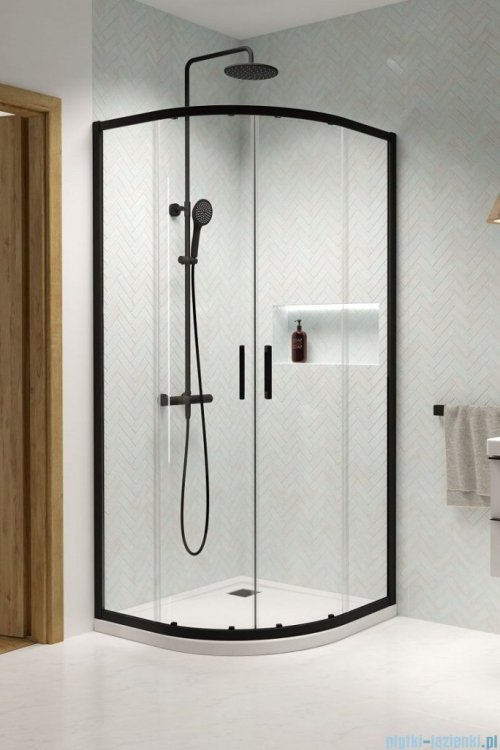Radaway Premium Pro Black Pdd kabina 90x90cm czarny mat/szkło przejrzyste 1013000-01-01/1013200-54-01
