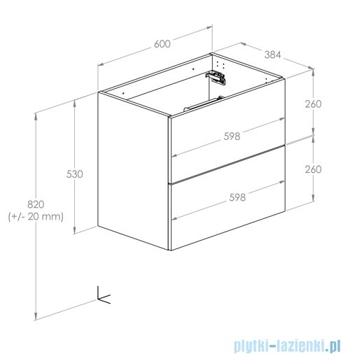 Roca Kwadro szafka 60x38x53 cm orzech lincoln A857969540