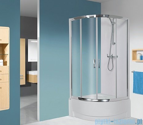 Sanplast TX kpl-KP4/TX5b kabina narożna półokrągła + brodzik 80x80x202 cm przejrzyste 602-271-0352-38-401
