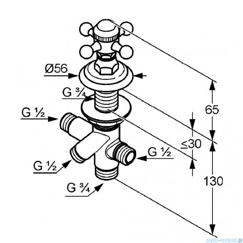 Kludi Adlon Przełącznik dwukierunkowy neutralny DN 15 chrom 518480520