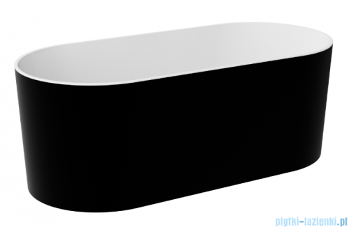 Besco Lova B&amp;W 160x74cm wanna wolnostojąca Czarno/Biała + syfon klik-klak czarny matt  #WWM-160LBKB
