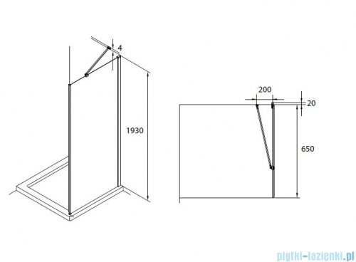 Roca Capital ścianka boczna CZARNY MAT 70cm szkło przejrzyste AM4407016M