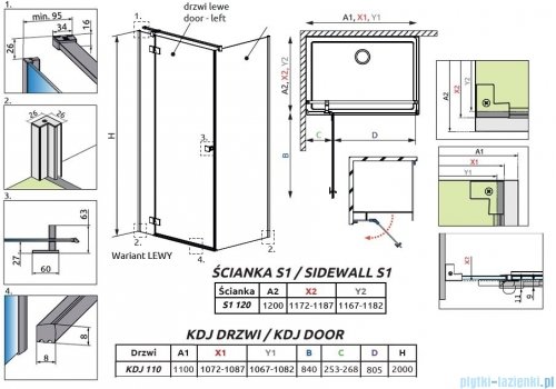 Radaway Essenza Kdj kabina 110x120cm lewa szkło przejrzyste 1385041-01-01L/1384054-01-01