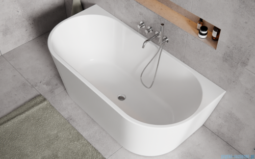 Besco Vica New wanna 150x80cm wolnostojąca przyścienna z odpływem klik-klak złoty #WAS-150VNZO