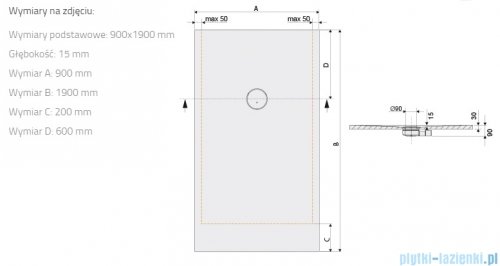 Sanplast Structure Mineral B-M/STRUCTURE brodzik prostokątny 90x180x1,5 cm szary mleczny 645-360-0610-55-010
