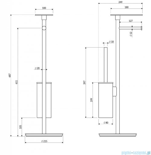Omnires Modern Project stojak na papier i szczotkę toaletową z półką biały mat MP60820WM