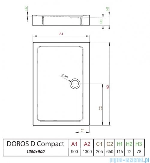 Radaway Doros D Compact Stone brodzik 130x90 kaszmirowy SDRD1390-05-84S