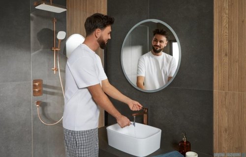 KFA MALAGA ROSE GOLD podtynkowy zestaw prysznicowy z baterią termostatyczną 3 funkcyjną i natryskiem przesuwnym różowe złoto szczotkowane 5759-301-34