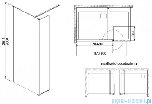 Sanplast Exa Line PR2/EXA LINE Kabina walk-in 60x200 cm czarny matowy 600-540-1240-59-401