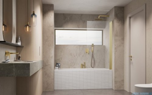Radaway Nes Pnj Brushed Gold parawan nawannowy 70cm prawy szczotkowane złoto 10011070-99-01R