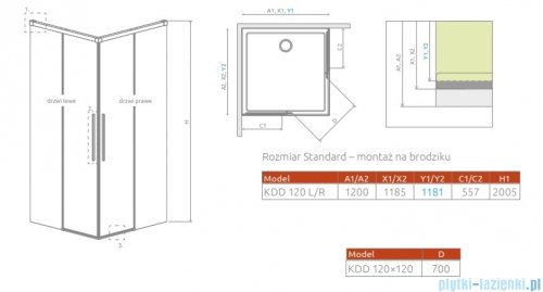 Radaway Idea 8 QL Black Kdd kabina 120x120cm szkło przejrzyste 10590120-54-01L/10590120-54-01R