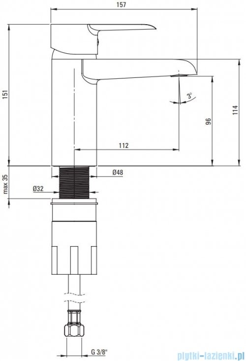 Deante Corio bateria umywalkowa z ECO-głowicą chrom BFCE020M