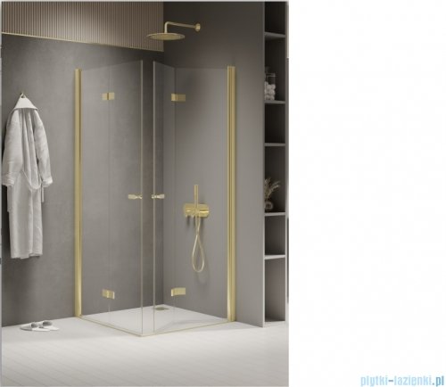 New Trendy New Soleo Light Gold 90x90x195 cm kabina złoty połysk/szkło przejrzyste K-1953