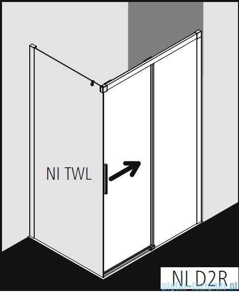 Kermi Nica drzwi przesuwne 2-częściowe z polem stałym prawe 110 cm NID2R11020VPK