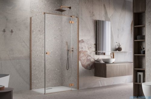 Radaway Essenza Kdj Brushed Copper kabina 100x110cm prawa szczotkowana miedź 1385040-93-01R/1384053-01-01