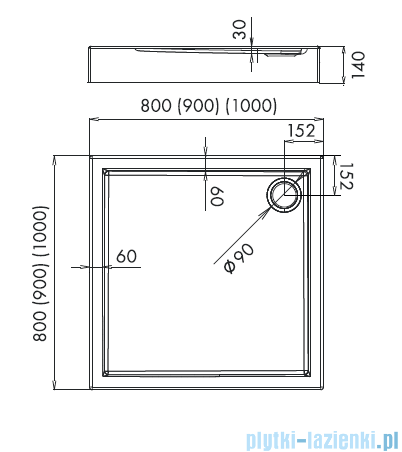 Novellini City A brodzik kwadratowy 90x90 cm VRS9014-30
