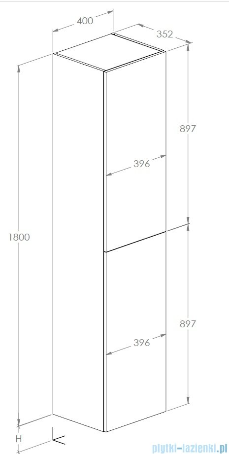 Roca Extra Kolumna łazienkowa wysoka z 2 drzwiami 180x35x40 CZARNY MAT A857956532