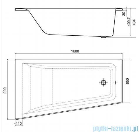 Roca Easy wanna 160x90cm lewa z hydromasażem Smart WaterAir Plus A24T300000