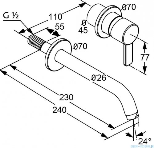 Kludi Zenta Ścienna bateria umywalkowa 220mm chrom 382450575
