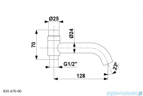 KFA MOZA CHROM wylot wannowy do kompletacji z deszczownią 835-670-00