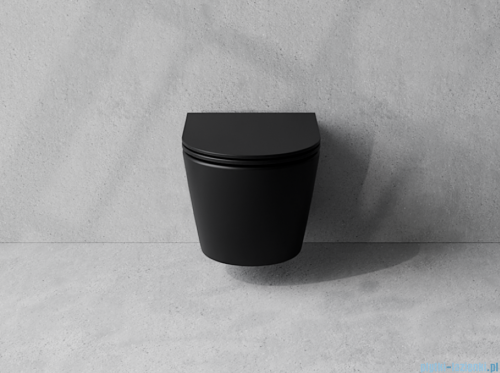 Besco Aspen Matt Black miska WC wisząca + deska wolnoopadająca Aspen Black czarny matt #ZAS-C-DAC