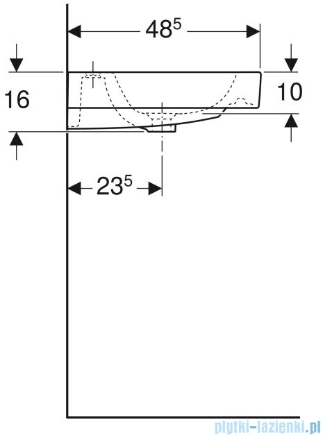 Geberit iCon Umywalka wisząca z dwoma otworami z przelewem 120x48 cm 124020000