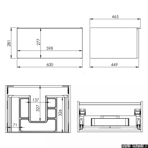 Elita Look szafka z umywalką 60x28x45cm biały połysk 167075/145830