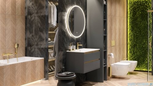Excellent Corido lustro wiszące LED okrągłe Ø80 cm mata grzewcza złoto szczotkowane DOEX.CO080.GB
