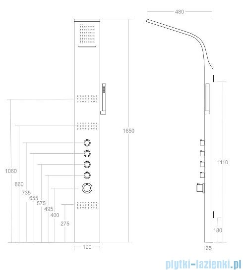 Corsan Kaskada panel prysznicowy z termostatem biały A-014ATBIALY