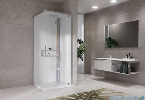 Novellini Glax 2 2.0 kabina z hydromasażem hydro plus 80x80 prawa srebrna G22GF80DM1L-1BB
