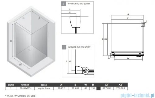 New Trendy New Soleo Gunmetal Brushed 90x80x195 cm kabina wspornik prosty grafit szczotkowany/szkło przejrzyste K-2138-WP