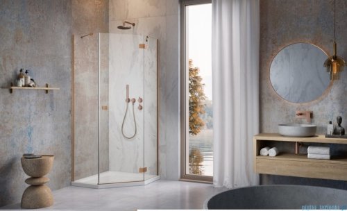 Radaway Essenza Ptj Brushed Copper kabina pięciokątna 100x80cm prawa szczotkowana miedź 1385010-93-01R/1385055-01-01