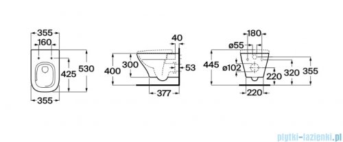 Roca Optica Rimless miska wisząca Vortex Biała A346V13000
