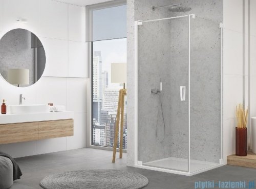 SanSwiss Cadura White Line drzwi wahadłowe 100cm jednoczęściowe lewe z profilem przyściennym biały mat CA1CG1000907